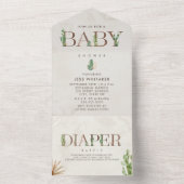 Cactus Diaper Raffle Baby shower all in one All In One Uitnodiging (Binnen)