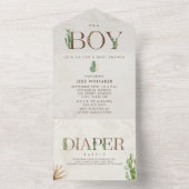 Cactus Diaper Raffle Boy Baby shower All In One Uitnodiging (Binnen)