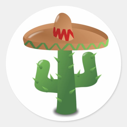 Cactus die Sombrero dragen Ronde Sticker (Voorkant)