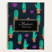 Cactus Doodle Patroon Monogram Planner (Voorkant)