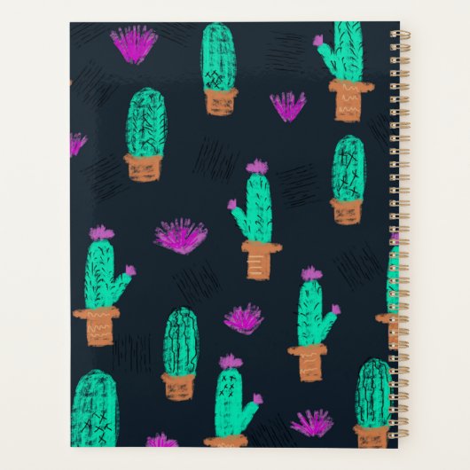 Cactus Doodle Patroon Monogram Planner (Achterkant)