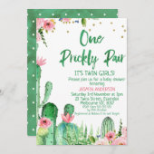 Cactus Een Prickly Pair Twins Baby shower Kaart (Voorkant / Achterkant)