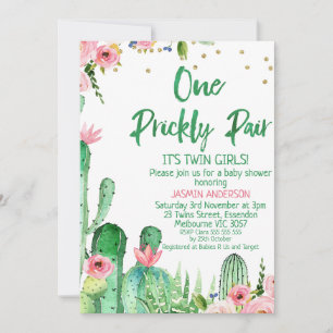 Cactus Een Prickly Pair Twins Baby shower Kaart
