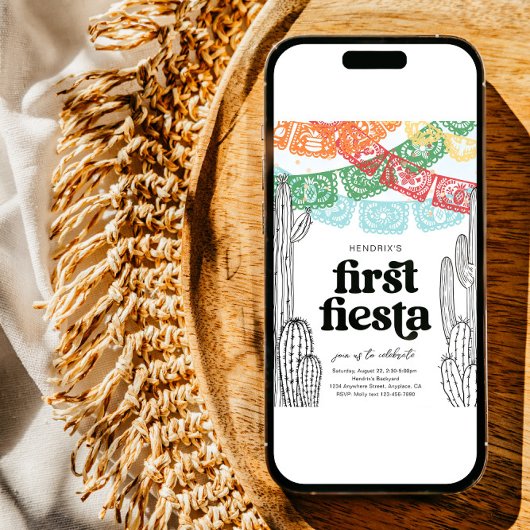 Cactus Eerste Fiesta Verjaardag Uitnodiging