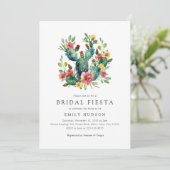 Cactus Elégant Floral Douche nuptiale Invitation (Debout devant)