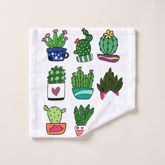 Cactus élégant moderne dans un ensemble de (Gant de toilette)