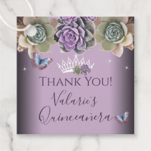 Cactus en Butterfly Elegant Quinceanera Favor Tag Bedankjes Labels
