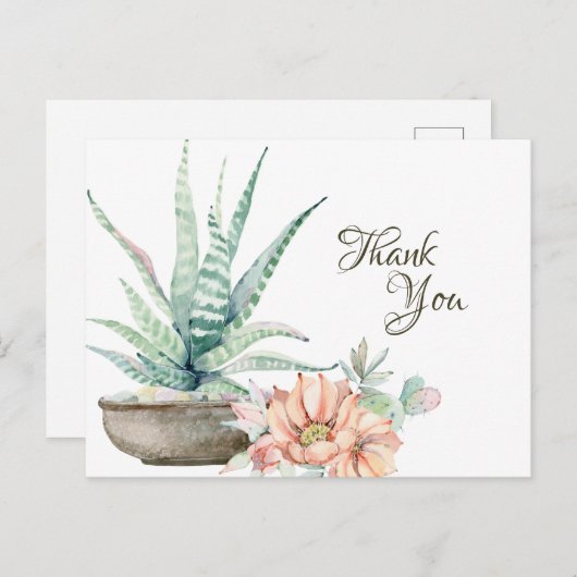  Cactus en Flower Cacti Bedankt Briefkaart (Voorkant / Achterkant)