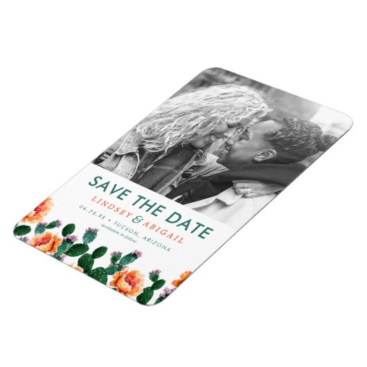 Cactus en Flowers Sla de datum op Magneet (Linkerzijde)