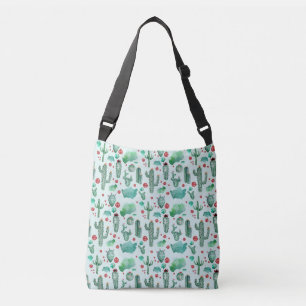 cactus en ladybug - lichtblauwe achtergrond crossbody tas