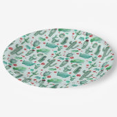 cactus en ladybug - lichtblauwe achtergrond papieren bordje (Gekanteld)