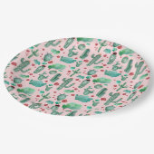 cactus en ladybug - lichtroze achtergrond papieren bordje (Gekanteld)