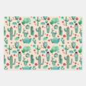 cactus en ladybug patroon - beige achtergrond inpakpapier vel (Voorkant)