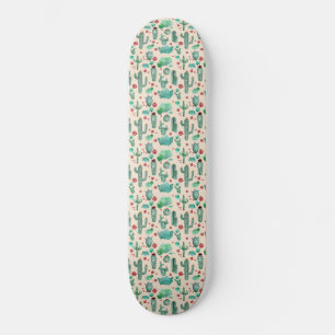 cactus en ladybug patroon - beige achtergrond skateboard