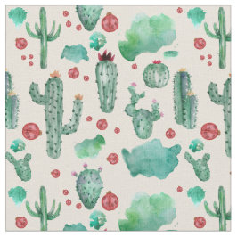 cactus en ladybug patroon - beige achtergrond stof