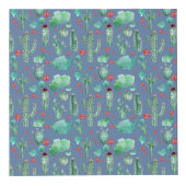 cactus en ladybug - patroon - blauwe achtergrond kubus (Rechts)
