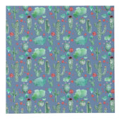 cactus en ladybug - patroon - blauwe achtergrond kubus (Voorkant)