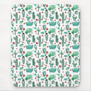 cactus en ladybug patroon - witte achtergrond muismat