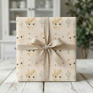 Cactus en Lama Baby Shower Cadeaupapier