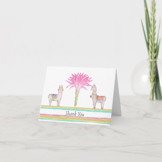 Cactus en Llama Hartelijk dank Bedankkaart (Voorkant)