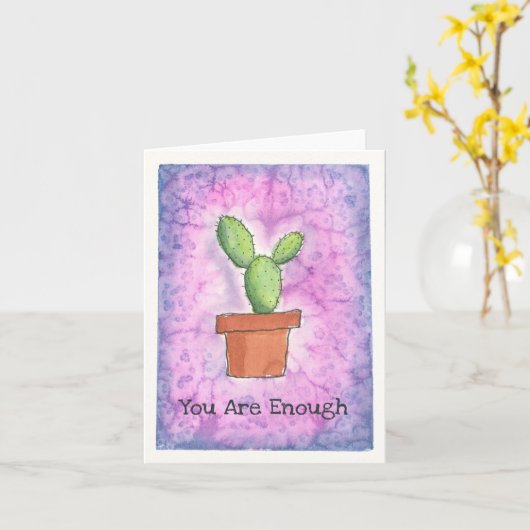 Cactus en Pot-Purple Carte Aquarelle (Fleur jaune)