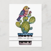 Cactus en regenboogvogel in Waterverf Briefkaart (Voorkant)
