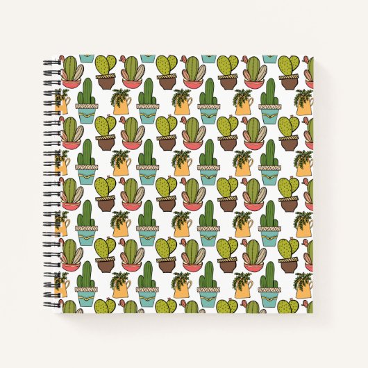 Cactus en successen binnenshuis in potten notitieboek (Voorkant)
