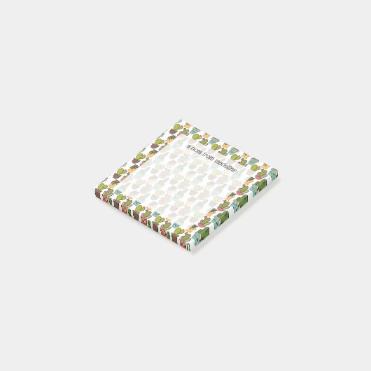 Cactus en successen binnenshuis in potten post-it® notes (Schuin)