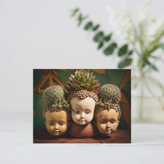 Cactus en Succulent Head planters Briefkaart (Staand voorkant)