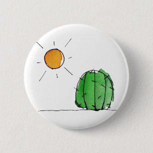 Cactus en Sun Waterverf 2-inch Button