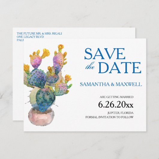 Cactus Enregistrer Le Faire-part Mariage Date (Devant / Derrière)