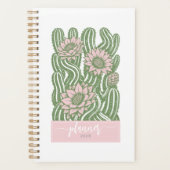 Cactus entrelacés linogravure vert sauge en fleurs (Devant)