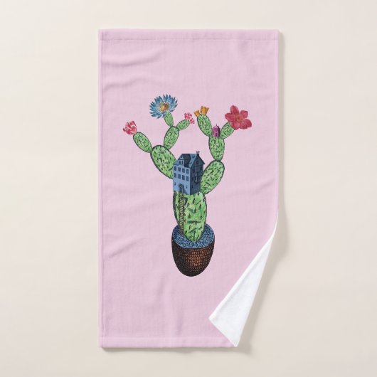 Cactus épineux avec des fleurs (Serviette à main)