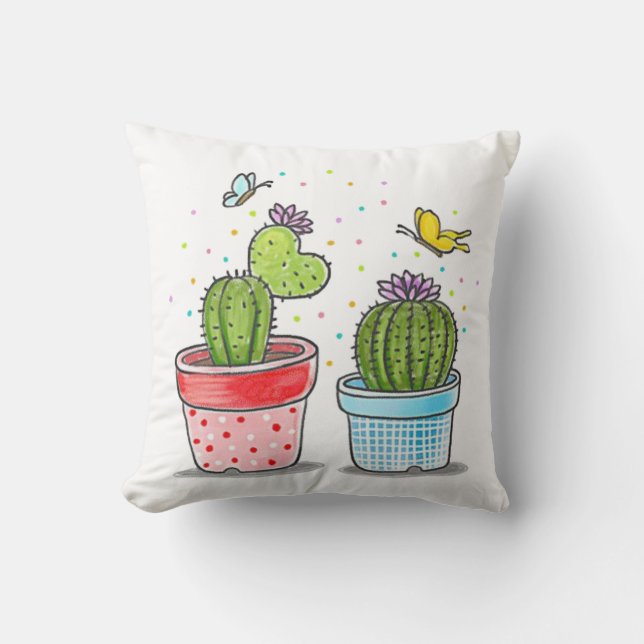 Cactus et oreiller à lancer de papillon (Recto)
