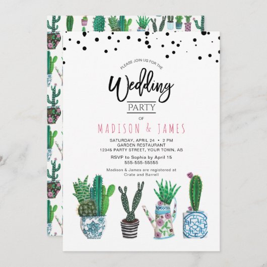 Cactus et points | Mariage | Invitation (Devant / Derrière)