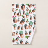 Cactus et succulents dans des pots d'or Roses (Serviette à main)