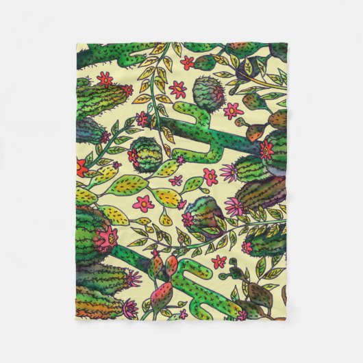 Cactus Family Pattern Fleece Deken (Voorkant)