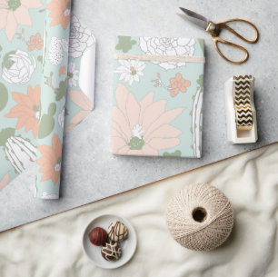 Cactus Fantasie Bloempatroon Cadeaupapier
