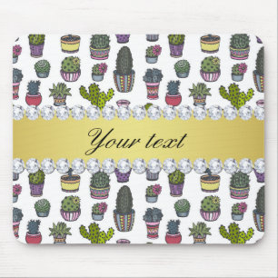 Cactus Faux Gold Bling Diamonds Muismat