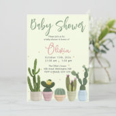 Cactus Fiesta Baby shower Invitation Kaart (Staand voorkant)