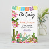 Cactus Fiesta Baby shower Invitation Kaart (Staand voorkant)