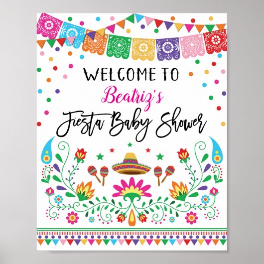Cactus Fiesta Baby shower Welkom Poster Decor (Voorkant)