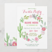 Cactus Fiesta Birthday Cacti Mexico Invitation Kaart (Voorkant / Achterkant)