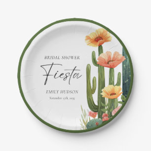 Cactus Fiesta Bloemachtige Bruiloftsborrel Papieren Bordje