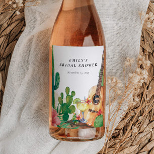 Cactus Fiesta Bloemige Bruiloftsborrel Wijn Etiket