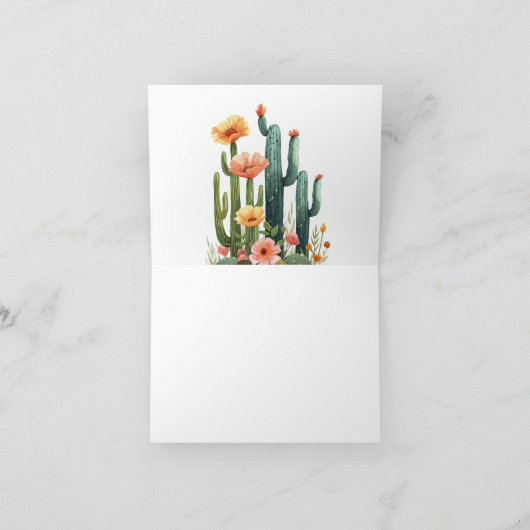 Cactus Fiesta Bloemrijke Bruidsdouche Bedankkaart (Binnen)