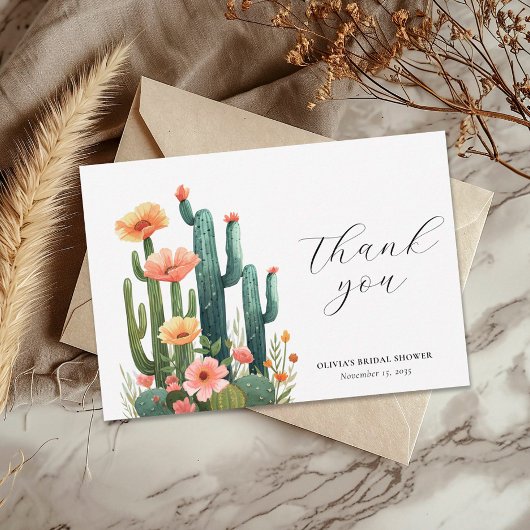 Cactus Fiesta Bloemrijke Bruiloft Feest Bedankkaart