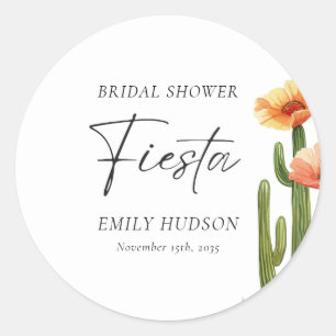Cactus Fiesta Bruiloftsbloemen Bruidsfeest Ronde Sticker