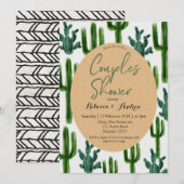 Cactus Fiesta Couples Shower Invitation Green Kaart (Voorkant / Achterkant)