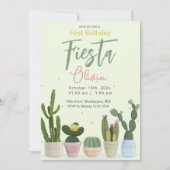 Cactus Fiesta First Birthday Invitation Kaart (Voorkant)